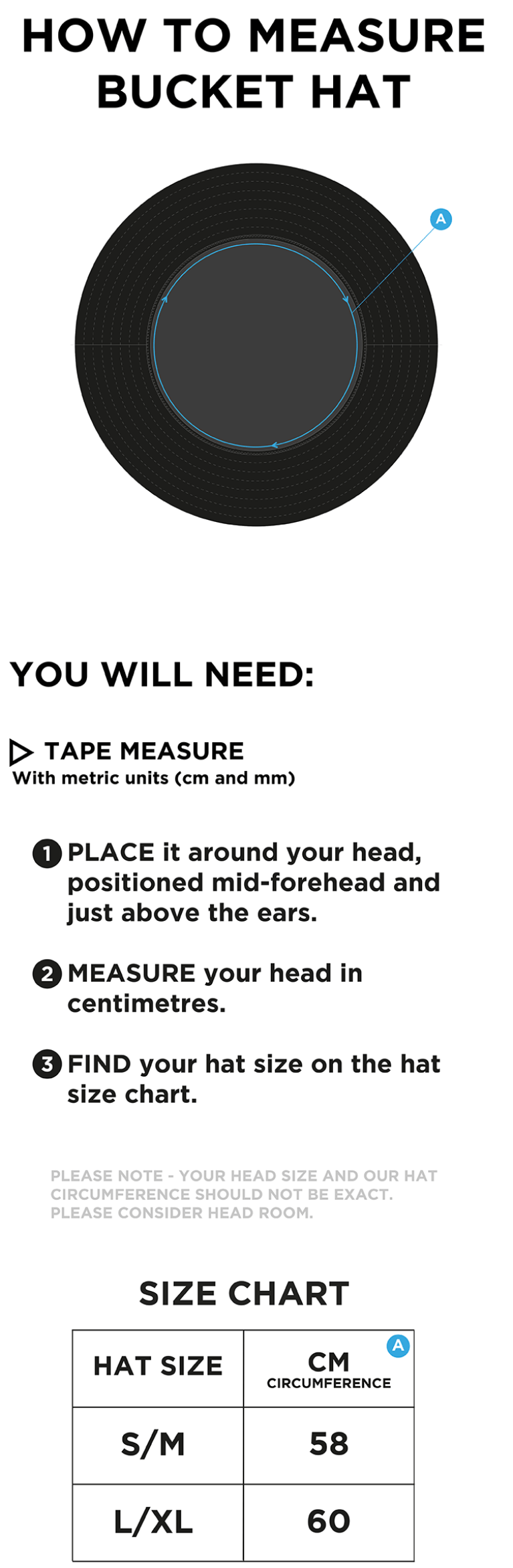 WOODBANK CC Dual Bucket Hat - Navy - Size Guide