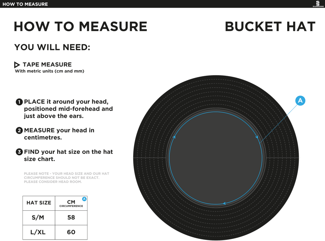 WOODBANK CC Dual Bucket Hat - Royal - Size Guide
